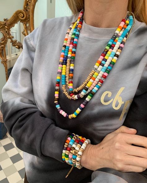 Carolina Bucci on Instagram: “My boys’ mother’s day FORTE creations #fortebeads #carolinabucci” Mala Making, Jelly Bracelets, Carolina Bucci, Dream List, Sunglasses Holder, Beading Tools, Rainbow Bracelet, Shell Bracelet, Bone Beads