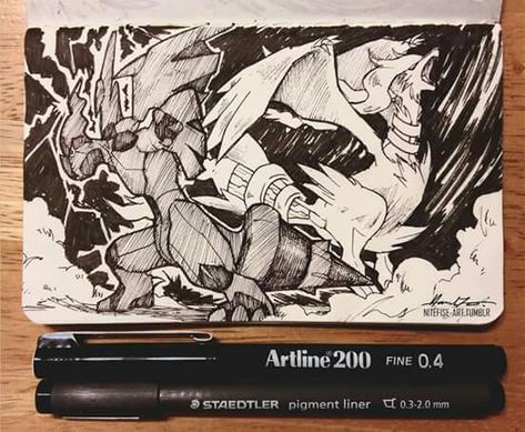 Zekrom and Reshiram by Nitefise Art on Tumblr Zekrom And Reshiram, Asian Characters, Pokemon Sketch, Inktober 2016, Pokémon Black And White, Pokemon Manga, Black Pokemon, Nintendo Art, Pokemon Drawings