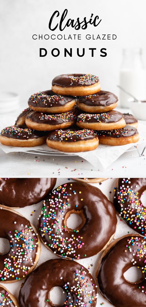 Glazed Donut Recipe, Chocolate Glazed Donuts Recipe, Chocolate Doughnut Glaze, Chocolate Glaze Recipes, Yeast Baking, Doughnut Recipe Easy, Easy Donut Recipe, Yeast Donuts, Homemade Donuts Recipe