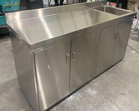 Restaurant Kitchen Design, Balcony Glass Design, Commercial Kitchen Design, Stainless Steel Fabrication, Stainless Steel Bench, Steel Counter, Metal Tool Box, Grill Gate Design, Stainless Steel Furniture