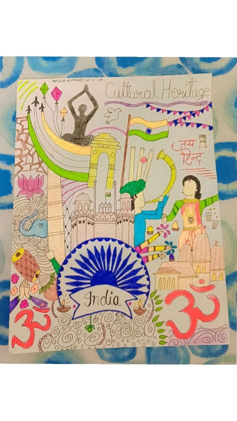 Cultural heritage of our INDIA 🌼✨ Culture And Heritage Of India Drawing, Heritage Drawing, India Drawing, Culture Drawing, Cultural Heritage, India, Drawings, Quick Saves