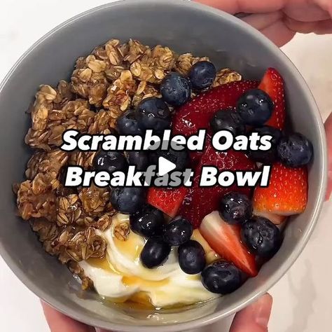 EatingWell on Instagram: "All you need are two ingredients to make these fiber-packed scrambled oats—yes you read that right! SCRAMBLED oats! Dietitian @jesseball1 can't get enough.   #dietitianeats #oats #bananas #scrambledoats" Balanced Oatmeal Breakfast, Protein Scrambled Oats, Scrambled Oats No Banana, Oatmeal Scramble, Scrambled Oats Recipe, Baked Oats Protein, Oatmeal Yogurt Breakfast, Scrambled Oats, Oatmeal Dinner