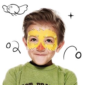 How to face paint a Chick | Snazaroo.com Monkey Face Paint, Easter Face Paint, How To Face Paint, Face Painting Images, Animal Face Paintings, Musical Hair, Face Paint Kit, Face Painting Easy, Monkey Face