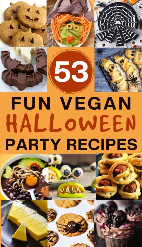 Vegan Desserts Halloween, Vegan Recipes Party Food, Vegitaren Halloween Food, Vegan Halloween Appetizers For Party, Vegan Spooky Food, Vegan October Recipes, Halloween Food Ideas Vegetarian, Halloween Recipes Vegetarian, Vegan Spooky Snacks