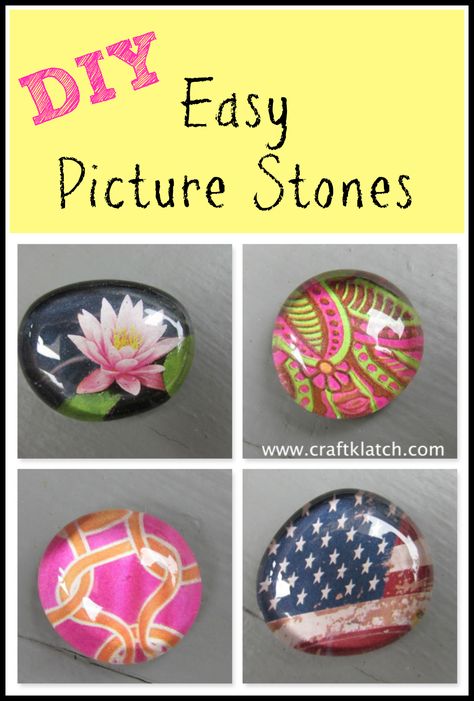 Easy Glass Picture Stone Magnets - Craft Klatch Glass Stone Crafts, Glass Bead Crafts Diy, Pebble Crafts, Diy Kids Crafts, Crafts Room Decor, Table Activities, Crafting Room, Glass Bead Crafts, Recycling Crafts