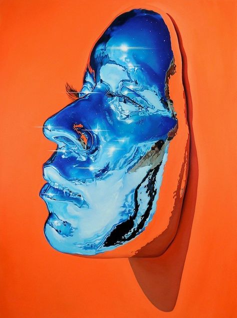 Kip Omolade’s Reflective Paintings Reference African Traditions | Hi-Fructose Magazine Camouflage Art, Black Feminist, Chrome Design, Goddess Vibes, Art Goals, Realistic Oil Painting, Mask Painting, African Traditions, Art Enthusiast