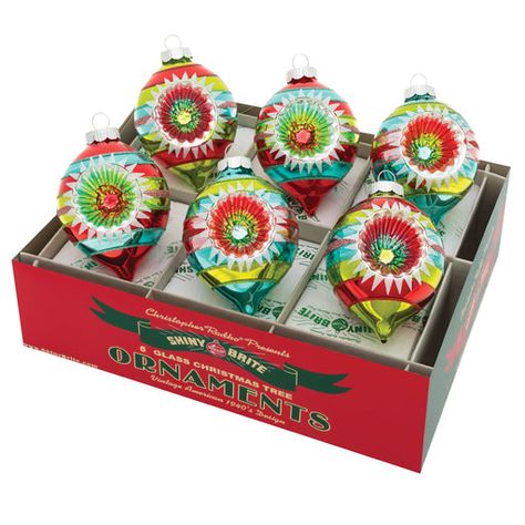 Festive Fete– Christopher Radko Gifts Amazon, Christopher Radko Ornaments, Classic Christmas Decorations, Shiny Brite Ornaments, Christopher Radko, Glass Christmas Tree Ornaments, Shiny Brite, Retro Gifts, Round Ornaments