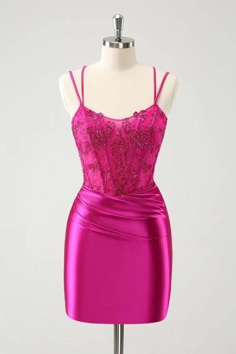 Amzcw Glitter Fuchsia Rushed Corset Short Tight Homecoming Dresses wit – Amzcw Dress Silk Homecoming Dress, Classy Homecoming Dress, Hoco Court, Short Tight Homecoming Dresses, Wedding Swimwear, Sunshine Dress, Hoco Ideas, Tight Homecoming Dress, Tight Homecoming Dresses