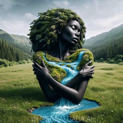 Mother Nature #blackart #Afrofuturism #blackartist #blackskin #blackartists #midjourney #digitalartist #aiart #art #ai #digitalart… | Instagram African Body Art, Nature Woman Art, Earths Elements, Kenya Culture, Fashion Inspired By Nature, Mother Artwork, Mother Nature Art, Black Digital Art, African Portraits Art