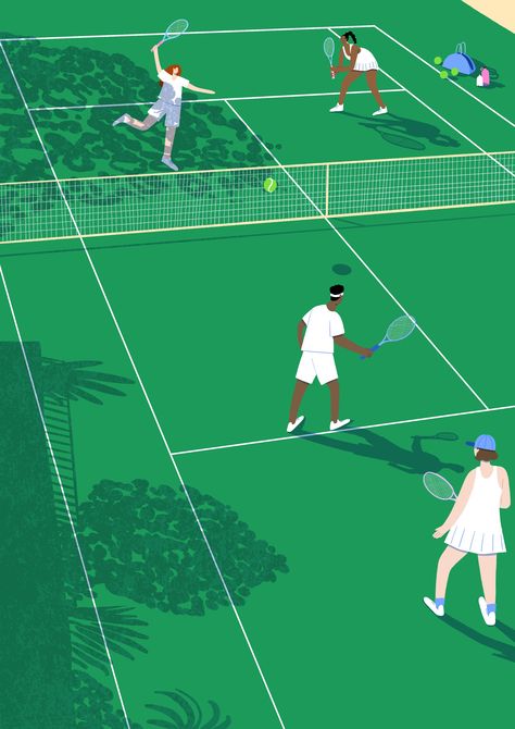 People playing tennis illustration, sports, tennis racket, sunny drawing, people illustrated Tennis Serve Photography, Tennis Illustration Art, Tennis Court Illustration, Pickleball Painting, Tennis Court Drawing, Karma Core, Sunny Drawing, Tennis Illustration, Tennis Drawing