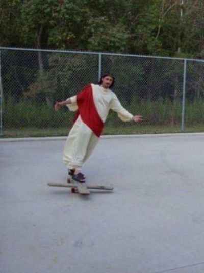 A Man, Skateboard, Jesus