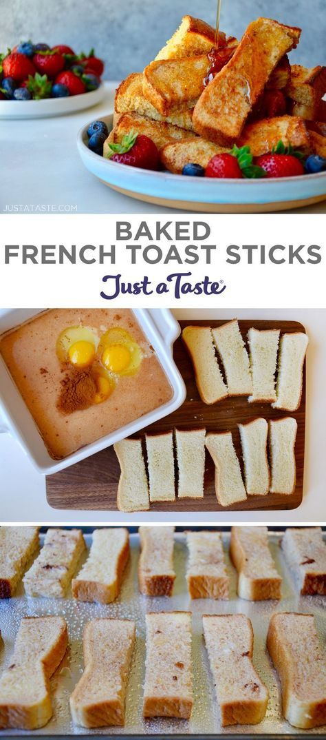 Baked French Toast Sticks (Freezer-Friendly!) recipe from justataste.com #recipes #breakfast #mealprep Baked French Toast Sticks, Breakfast Ideas Healthy Easy, Family Cooking Recipes, خبز فرنسي, French Toast Sticks Recipe, Breakfast Ideas Healthy, Baked French Toast, French Toast Sticks, Just A Taste