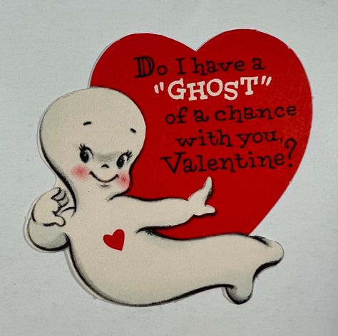 Casper Ghost, Vintage Halloween Cards, Scrapbook Tags, Vintage Valentine Cards, Scrapbook Tag, Valentines Greetings, Valentine Greeting Cards, Valentines Art, Vintage Valentine