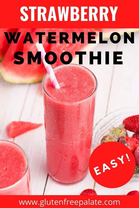 A simple, yet refreshing Strawberry Watermelon Smoothie that uses minimal ingredients, is perfectly sweet, and filling. You're going to love this delightful watermelon smoothie. Café Kitchen, Strawberry Watermelon Smoothie, Watermelon Smoothie, Smoothie Fruit, Fruit Smoothie Recipes Healthy, Summer Smoothies, Smoothie Drink Recipes, Healthy Drinks Smoothies, Smoothie Healthy