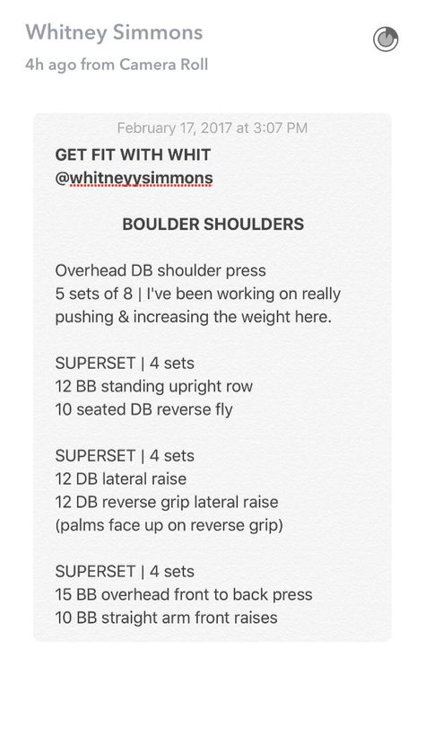 Shoulders | Whitney Simmons 30 Days Workout Challenge, 30 Days Workout, Body Sculpting Workouts, Toning Workout, Whitney Simmons, Workout Splits, 30 Day Fitness, Printable Workouts, 30 Day Workout Challenge