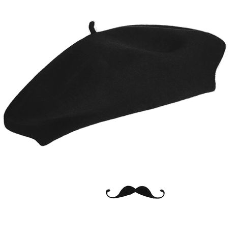 PRICES MAY VARY. French Beret Hats : Made of soft and high quality wool blend material ( 75% Wool + 25% Nylon), Soft and comfortable, lightweight and breathable.Hand Wash Only Artist Beret Caps : Diameter of the beret is 10 inches , Hat circumference is one size 57cm (22.5 Inches) fits most. Recommended for Age 10 and up Girls and Women . Durable and quality material that is able to be carefully hand washed and last. Soft, comfortable, stylish, warm, and breathable wool. Solid Wool Beret Caps : Halloween Mime, Artist Beret, Mime Costume, Men Mustache, Beret Women, French Beret Hat, French Hat, Beret Hats, French Beret