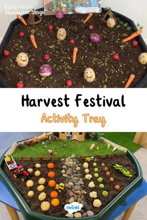 Explore harvest festival with early years children using these lovely ideas. Want more resources? Click on the pin Harvest Eyfs, Nursery Room Ideas Childcare, Harvest Festival Crafts, Harvest Activities, Preschool Creative Art, Harvest Crafts, Harvest Festivals, Healthy And Unhealthy Food, Harvest Farm