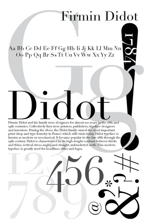 Type History - Typography Class Didot Typography, Typography History, Firmin Didot, Typographic Poster Design, Typography Posters, Typography Book, History Posters, Page Layout Design, Type Inspiration