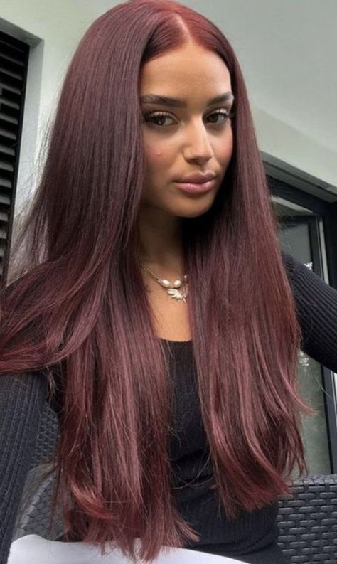 Brown Hair Inspiration, Wine Hair Color, Red Hair Looks, Red Hair Inspiration, Rambut Brunette, Cherry Red Hair, Short Shaved Hairstyles, Red Hair Inspo, Wine Hair