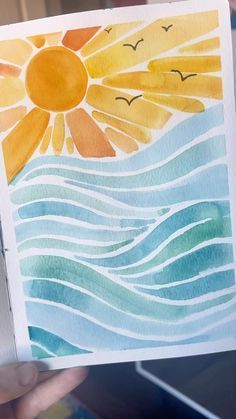 Easy Canvas Art, Diy Watercolor Painting, Watercolor Paintings Easy, Canvas Painting Designs, Diy Watercolor, Watercolor Art Lessons, Ocean Painting, Easy Watercolor, Watercolor Ideas