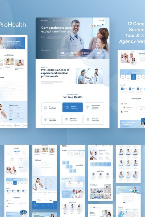 ProHealth - Medical & Healthcare Website Design Figma Template Doctors Website Design, Blog Image Design, Doctor Landing Page, Health Insurance Website Design, Medical Clinic Website Design, Lab Website Design, Hospital Web Design, Hospital Website Ui Design, Advertising Website Design