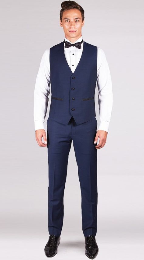 Waiter Uniform Design, Waiter Uniform, Blue Vest, Woman Suit Fashion, Blue Vests, Mens Vests, Uniform Design, Suit Fashion, Wedding Attire