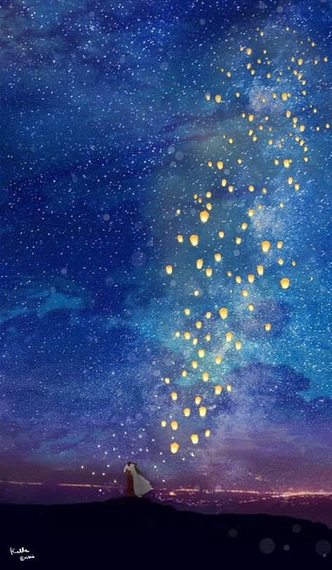 Sky Lanterns Painting, Tgcf Background, Sky Lantern Drawing, Tgcf Wallpapers, Lanterns Painting, Wallpaper For My Phone, Lantern Painting, Chinese Novel, Love Is Forever