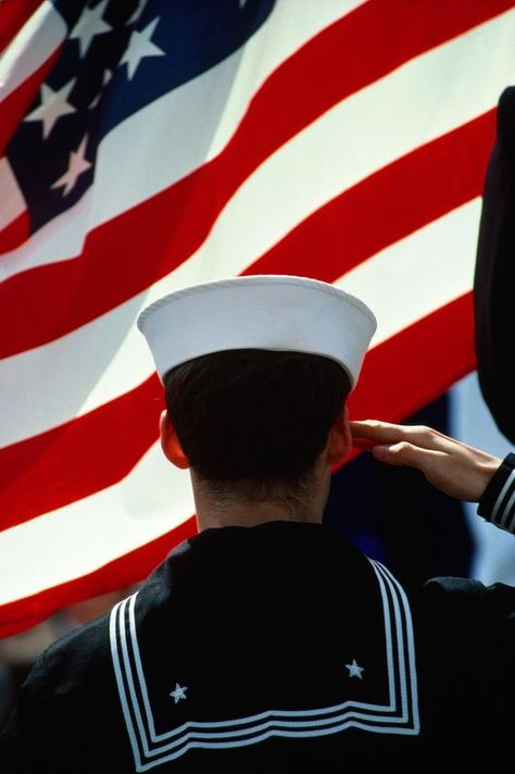 US Navy sailor saluting US flag Navy Day, Red Friday, Navy Sailor, Sea To Shining Sea, Military Appreciation, Navy Veteran, U S Navy, United States Navy, Veterans Day