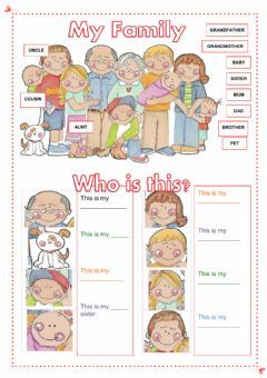 My family interactive worksheet My Your Worksheet, My Family Worksheet For Grade 1, Family Members Worksheet, Family Exercise, Materi Bahasa Inggris, Family Worksheet, Ideal Family, School Elementary, English Worksheet