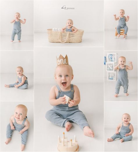 One Year Old Milestone Photo, 1 Year Studio Photoshoot, 1st Birthday Studio Photo Shoot Ideas, One Year Photoshoot Studio, 1 Year Milestone Photography, Baby Boy One Year Photo Shoot, One Year Milestone Photos, Studio One Year Pictures, First Birthday Shoot Ideas