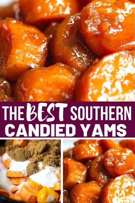 The best southern candied yams ever! #candiedyams #southerncandiedyam #candiedsweetpotatoes #sweetpotatoes #soulfoodcandiedyams #soulfood #stovetopcandiedyams #thanksgivingrecipes #thanksgivingsidedish #sidedish  #southernrecipes Best Candied Yams Recipe, Southern Candied Yams, Baked Candied Yams, Candied Yams Recipe, Candied Yams, Yams Recipe, Thanksgiving Food Sides, Candy Yams, Candied Sweet Potatoes