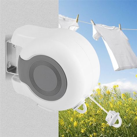 Retractable Clothes Line, Double Clothes, Clothesline Diy, Outdoor Drying, Laundry Lines, Drying Rack Laundry, Laundry Dryer, Laundry Drying, Washing Laundry