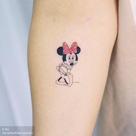 Minnie Mouse Tattoo For Women, Mickey Minnie Mouse Tattoo, Minnie Mouse Ears Tattoo, Mini Mouse Tattoo Designs, Mickey And Minnie Tattoos Small, Minnie Tattoo Small, Miky Mouse Tattoo, Minnie Mouse Tattoo Ideas, Mickey Mouse Tattoo Design