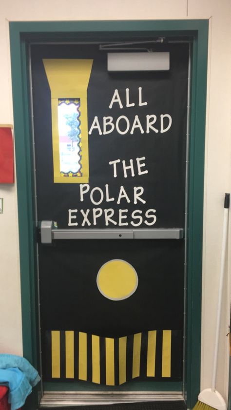 The Polar Express Door Decor Polar Express Day Decorations, Polar Express Train Ticket, Polar Express Theme Preschool, Polar Express School Activities, Classroom Polar Express Party, Polar Express Decorations Classroom, Polar Express Office Decor, Polar Express Kindergarten Activities, Polar Express Dramatic Play