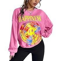 Mens Fleece Hoodie, Happy Smiley Face, Happy Shirt, Graphic Print Sweatshirt, Tunic Tops Casual, Loose Long Sleeve, Loose Pullover, Fashion Hoodies, Long Pullover