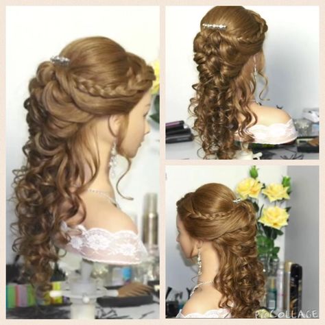 Prom Hairstyle Aesthetic, Hair Styles Ball Prom, Vintage Braids Hairstyles, Princess Hairstyles Long Hair, 1860s Hairstyles Victorian, Some Hair Up Some Hair Down Hairstyles, Medieval Wedding Hairstyles, Medieval Bridal Hair, Bridesmaid Hairstyles Plait