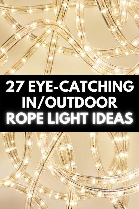 Deck Rope Lighting Ideas, Rope Lights On Deck Railing, Backyard Rope Lighting Ideas, Patio Rope Lights, Rope Light Ideas Bedroom, Rope Lighting Ideas Outdoor Christmas, Solar Rope Lights Outdoor, Rope Lights Christmas Outdoor, Ceiling Rope Lighting Ideas