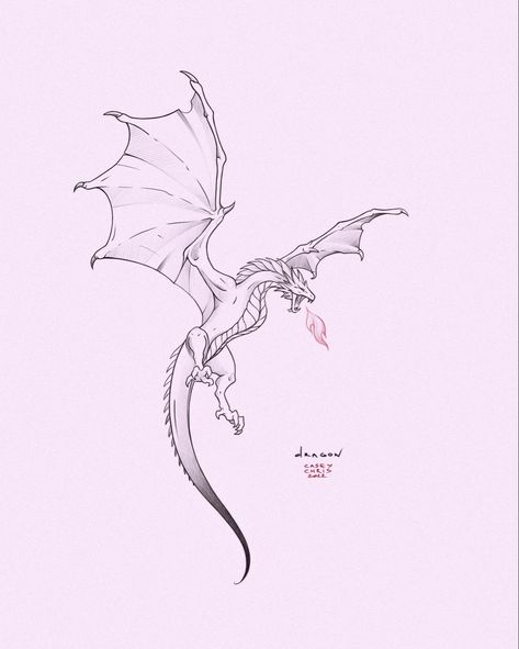 Dragon Tattoo Unique, Dragons Tattoo For Women, Wyvern Tattoo For Women, Simple Fantasy Tattoo, Fine Line Tattoo Dragon, Tiny Dragon Drawing, Dragon Tattoo Female, Dragon Line Art Tattoo, Dragon Tattoo Sketch Simple