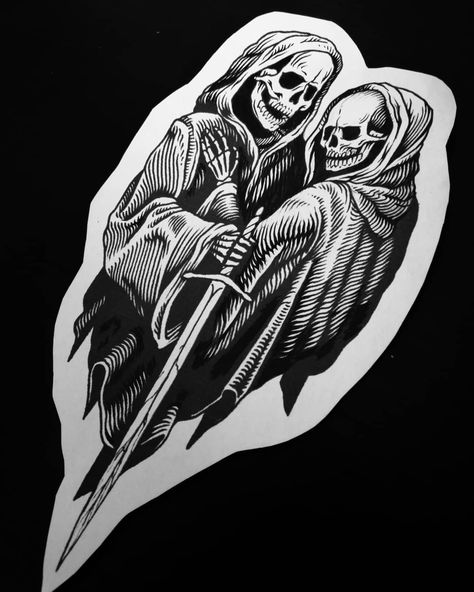 Grim Reaper Heart Tattoo, Medieval Grim Reaper Tattoo, Lost Tattoo, Coffin Tattoo, Embroidery Images, Lion Art Tattoo, Smile Tattoo, Medieval Tattoo, Grim Reaper Tattoo