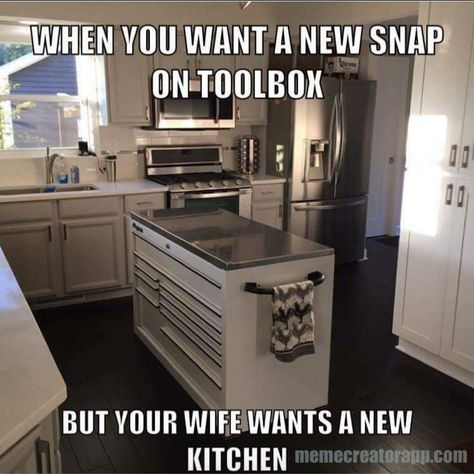 Tool Box Kitchen, Snap On Tool Box, Snap On Tool, Mechanic Life, Car Jokes, Mechanic Humor, Box Kitchen, Bed Liner, Car Memes