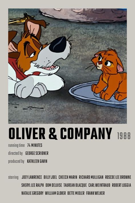 Oliver And Company Poster, Oliver & Company Disney, Oliver In Company, Old Animated Movies, Animated Movies Poster, Oliver Company, Old Disney Movies, Disney Movies List, Good Animated Movies