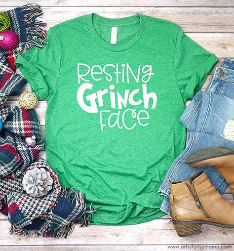 Diy Christmas Shirts, Resting Grinch Face, Grinch Face, Christmas Vinyl, Xmas Shirts, Vinyl Shirts, Diy Shirt, Christmas Tees, Holiday Shirts