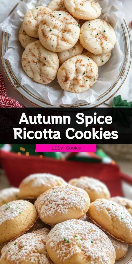 Italian Ricotta Cookies with Autumn Spice - Perfect Fall Treat Indulge in these classic Italian Ricotta Cookies with a seasonal twist of autumn spices. Perfectly soft and flavorful, these cookies are a delightful companion for your cozy fall moments with tea or coffee. Enjoy the warm, aromatic flavors of cinnamon, nutmeg, and cloves in every bite! Pumpkin Ricotta Cookies, Cookies Filling, Italian Thanksgiving, Italian Ricotta Cookies, Autumn Spices, Ricotta Cookies, Thanksgiving Cookies, Baking Recipes Cookies, Fall Cookies