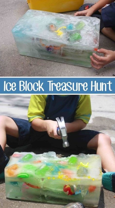 Ice Block Treasure Hunt....over 30 of the BEST DIY Backyard Games for Kids & Adults! Aktiviti Prasekolah, Summer Preschool Activities, Aktiviti Kanak-kanak, Ice Block, Summer Fun For Kids, Summer Preschool, Fun Summer Activities, Camping Games, Backyard Games