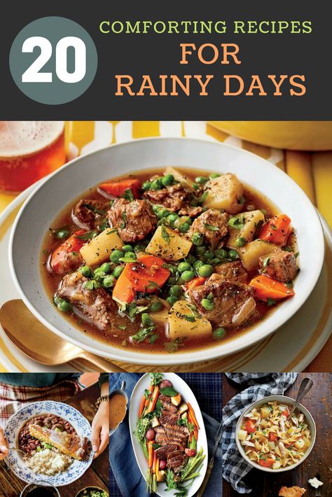 Rainy Day Recipes for When You’re Not Planning to Leave the House Summer Rainy Day Meals, Crockpot Recipes Rainy Day, Rainy Day Recipes Dinners Crock Pots, Food To Make On Cold Days, Rainy Day Ground Beef Recipes, Cool Weather Meals Dinners, Raining Day Food Recipes, Rainy Day Family Dinner, Food For Rainy Days Dinners