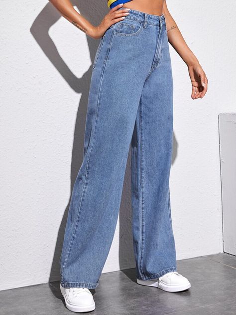 High Waisted Baggy Jeans, Wide Leg Jeans Outfit, Populaire Outfits, غرفة ملابس, Denim Pants Women, Cute Jeans, Indie Outfits, Mode Streetwear, Gyaru