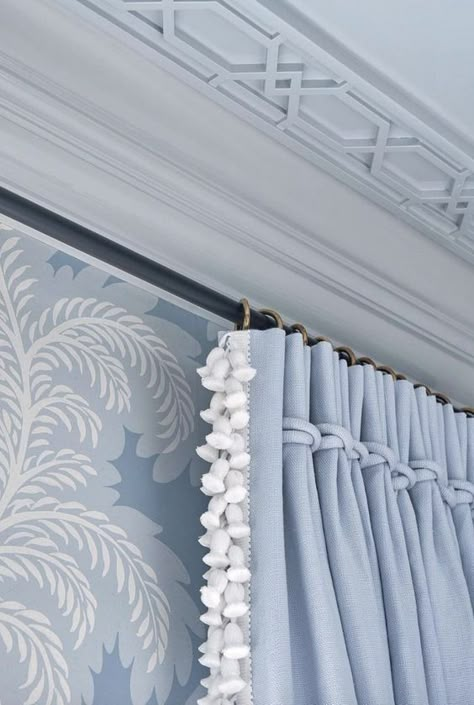 Drapery Designs, Blue White Decor, Southern Home, The Curtain, Interior Photography, Curtain Designs, Curtain Decor, White Decor, Curtain Rod