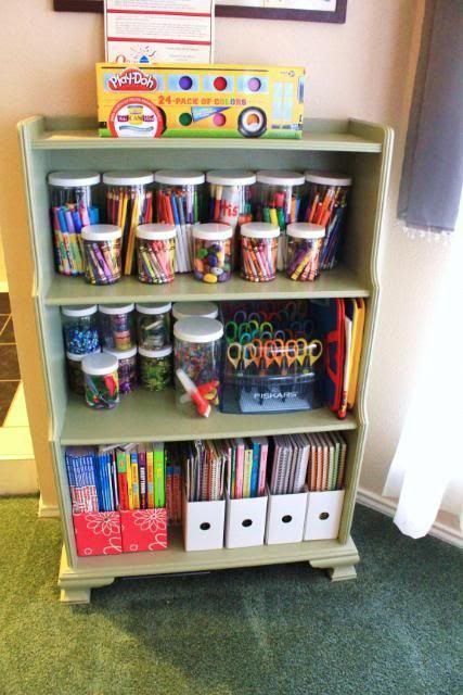 Kids Crafts Organization, Kids Bedroom Organization, Maluchy Montessori, Diy Playroom, House Craft, Kids Craft Supplies, Výtvarné Reference, Playroom Storage, Ideas Para Organizar