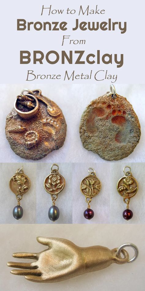 BRONZclay Bronze Metal Clay Jewelry Techniques - FeltMagnet Metal Clay Art, Metal Clay Tutorial, Pmc Jewelry, Hantverk Diy, Precious Metal Clay Jewelry, Silver Metal Clay, Long Silver Earrings, Metal Clay Jewelry, Precious Metal Clay