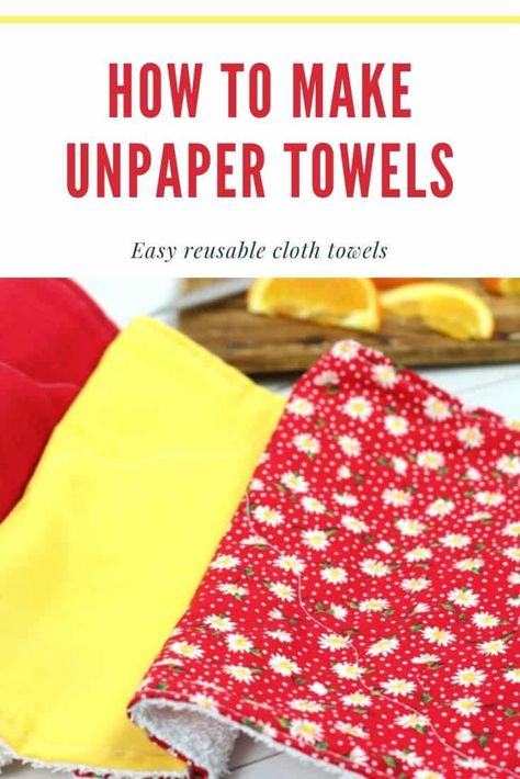 Make Unpaper Towels With This Simple DIY Tutorial Kitchen Towels Diy, Prepping Ideas, Paper Towel Crafts, Cloth Paper Towels, Sewing Machine Instructions, Paperless Towels, Diy Towels, Reusable Paper Towels, Unpaper Towels